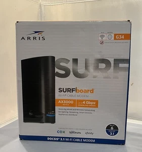 New ARRIS Surfboard G34 DOCSIS 3.1 Gigabit Cable Modem & Wi-Fi 6 Router (AX3000) - Bild 1 von 8