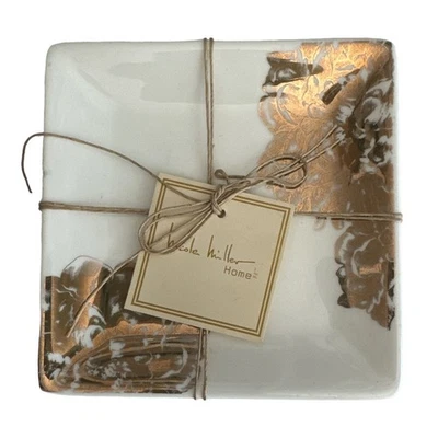 "Nuevo juego de 2 platos Nicole Miller de oro blanco 4,5""" Foto 1 de 4