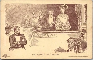 1903 Artist-Signed CHARLES DANA GIBSON Postcard "The Hero at the Theatre" UNUSED - Bild 1 von 2
