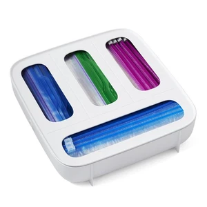 4 Slot StoraBag Dispenser Sacchetti Alimentari Sacchetti Panini Plastica Cassetto Organizzatore - Foto 1 di 8