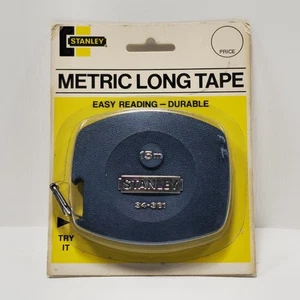 (Vintage) Stanley 34-381, 15 Meter, Metric Long Tape, Made in U.S.A. - Foto 1 di 7