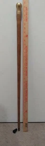 Wood Collectable Antique Vintage WS Heavy SOLID BRASS CANE oak walking stick 35" - Picture 1 of 12