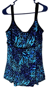 Great Lengths Swimsuit One Piece Blue Multicolor Size 20 Skirted Overlay - Picture 1 of 5