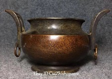 Marked Old Chinese Bronze Dynasty Folk Handle Ding Incense Burner Censer Statue