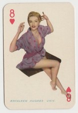 Kathleen Hughes vintage 1950s Maple Leaf NZ Playing Card of Film Star 8H