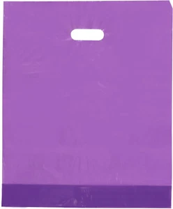 Plastic Bags 500 Purple Shopping Merchandise Die Cut Handles 15 x 18" x 4" - Picture 1 of 7
