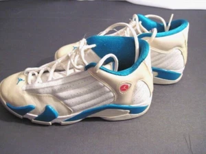 Nike Air Jordan Retro 14 White/Blue 467798-107 Size 7Youth /8.5 Women - Picture 1 of 6