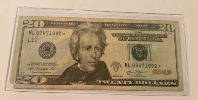 US Fancy Star Error Note Serial Twenty Dollar Replacement Duplicate Ink Fed $20 - Image 1 of 2