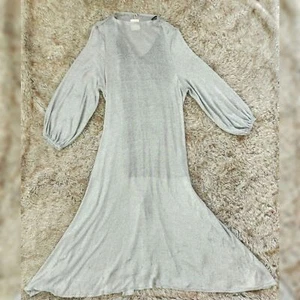 Maxi Vestido Free People Manga Larga Tejido Plateado Transparente Para Mujer Talla Grande - Imagen 1 de 16