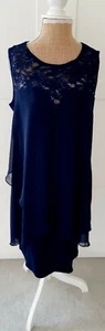 Bodyflirt Ladies Navy Lace Sequin Floaty Top/Dress Blouse Size 12/14 NEW - Picture 1 of 4