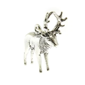 Dije de alce de plata esterlina 925 con cuernos completos hecho en EE. UU. - Imagen 1 de 2