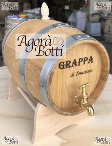 Botte in ROVERE da 5 litri con rubinetto di ottone e LOGO A FUOCO A PIACERE!!! - Foto 1 di 8