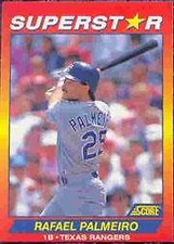 1992 Score 100 Superstars Texas Rangers Baseball Card #27 Rafael Palmeiro