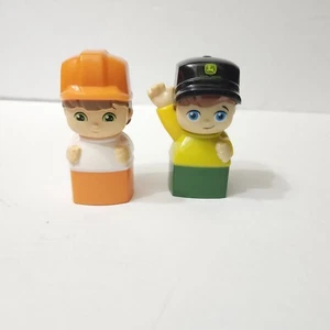 Mega Bloks John Deere Figure Tractor Driver Farmer Boy Man Construction Lot Of 2 - Picture 1 of 8