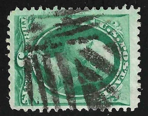 FANTASTIC SHIELD Fancy Cancel 3 Cent Washington Banknote 1871-1883 US C21-17 - Picture 1 of 2