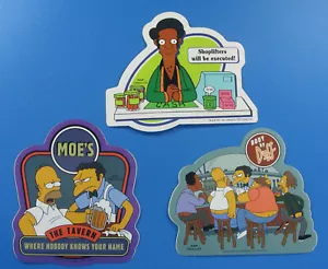 Simpsons 3x Vinyl Stickers 2001 Homer Moe's Duff Apu Matt Groening C&D Visionary - Picture 1 of 8