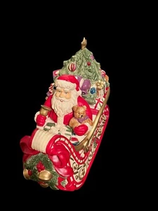 Dept 56 Santa & Sleigh Presents Large Cookie Jar w/Lid Christmas Flea Market - Picture 1 of 7