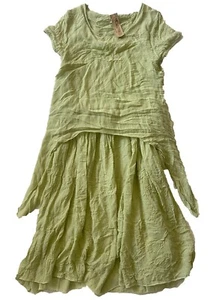 Women Short Sleeve Irregular Hem Dress Round Neck Top One Piece Green One Size - Picture 1 of 9