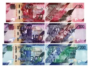 Kenya 50-200 Shillings 3 Pieces Set, 2019, P-52-54, UNC - Picture 1 of 4