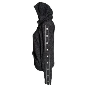 Victoria's Secret PINK Full Zip Hoodie Women XS Gray Snap Button Sleeves Pockets - Picture 1 of 11