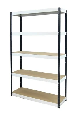 MODO24 Metallregal Werkstatt-Schwerlastregal SCHWARZ WEISS 196cm Breiten ab30-120cm/HBW