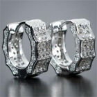 925 Silver Gold Ear Stud Hoop Earrings Jewelry Women Cubic Zirconia Wedding Gift