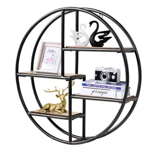 Round Wall Mount Rack Shelf Metal Hanging Display Storage on Holder Home - Picture 1 of 6