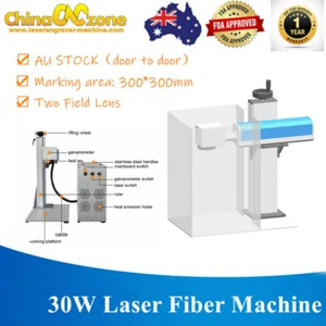 30W Fiber Laser Marking Machine For Metal Steel 300*300mm Two Field Lens AU - Foto 1 di 11