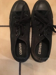 Kinder Converse All Star Ct Ox schwarz einfarbig Turnschuhe Größe 3 Jugend anständig  - Bild 1 von 6