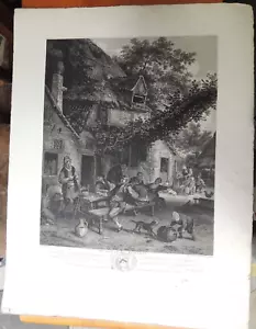 1700s Etching MODERN REPRINT 'The Jocund Peasants' by Cornelius du Sart UNFRAMED - Picture 1 of 12