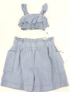 Girls Free Assembly Blue 2 Piece Short Set Outfit Size Small 6-6X NEW - Picture 1 of 4