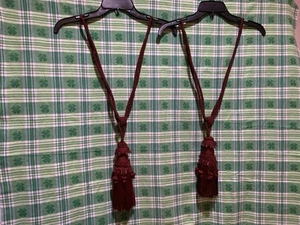 ❤️2  Large Tassel Tie Backs ( 1 Pair ) Ruby Wine Burgundy Red Beaded NWOT - Picture 1 of 12