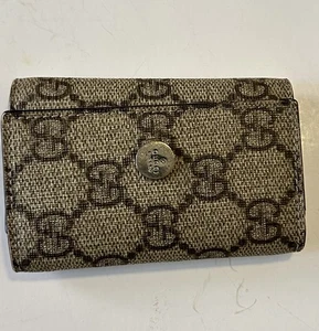 Vintage Gucci Canvas 2 Haken Schlüsseletui Geldbörse Made In Italy Kartenetui - Bild 1 von 10