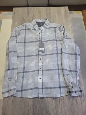 Report Collection Men’s Soft Touch Flannel Shirt Gray Stripe Size XXL NWT.  - Image 1 of 4