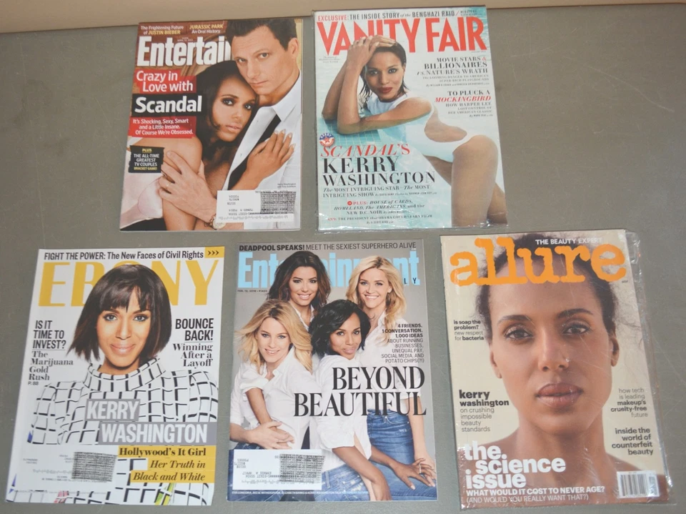 5 magazine lot - Kerry Washington - EW, Vanity Fair, Ebony, Allure Foto 1 de 1