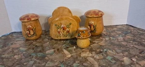MCM Vintage Retro 1970's Ceramic Mushroom Napkin Sponge Salt Pepper Toothpick  - Picture 1 of 12