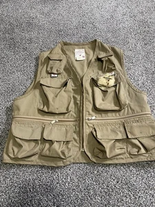 VTG Columbia Sportswear Fly Fishing Vest Mens LARGE Tackle - Beige - Utility - Picture 1 of 14