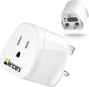 LENCENT US to UK Plug Adapter, 2/3 Pin USA to 3 Pin UK Plug Adaptor, American/Me - Picture 1 of 6