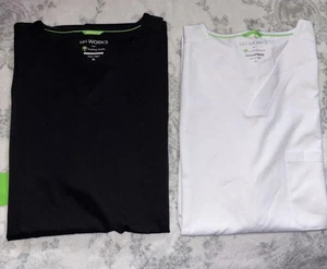 Lot 2 Healing Hands HH WORKS Mens XL  V-neck Mathew Scrub Top Black Short Sleeve - Picture 1 of 7