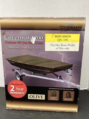 Covermate 200 Jon Boat Storage Mooring Cover 12'- 14' x 52" Fishing Bass Lake - Image 1 of 4