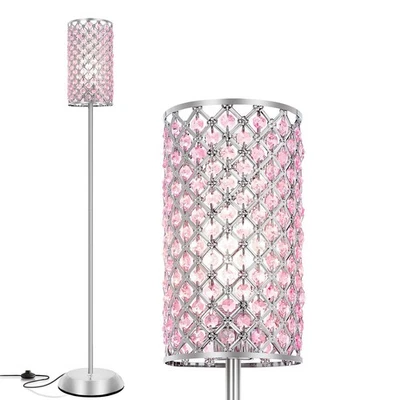Crystal Floor Lamp for Bedroom, Living Room Pink Floor Lamps Modern Tall Lamp... - Image 1 of 4