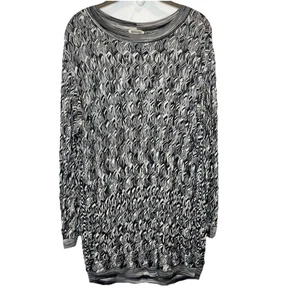 Missoni Vintage Longsleeve Mini Dress Large Black White Knit Pockets Flawed - Picture 1 of 10