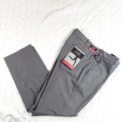 Pantalones Van Heusen Para Hombre 36x32 Gris Flex Calce Recto Frente Plano Sin Planchar NUEVOS $75 Foto 1 de 4