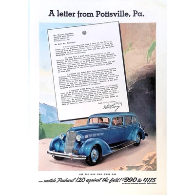 1936 Packard Classic Car Print Ad 120 Sedan Ask the Man Who Has One 8"X11.5" - Image 1 of 3