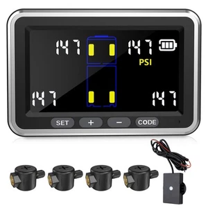 Tire Pressure Monitoring System for Trucks, RVs 0-199psi w/ 4 Flow Thru Sensors - Picture 1 of 7