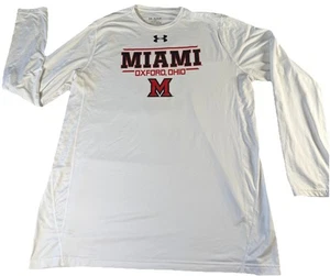 Under Armour Long Sleeve Heat Gear Shirt MIAMI UNIVERSITY 2XL White Ohio FLAW - Picture 1 of 11