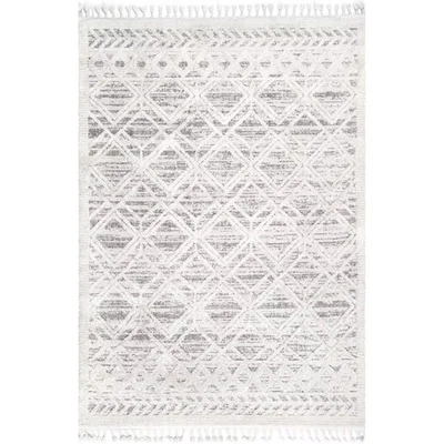Ansley Moroccan Lattice Tassel Beige Doormat 2 Ft. X 3 Ft. Accent Rug - Image 1 of 4