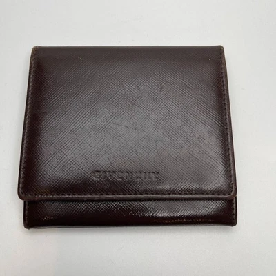 Cartera Givenchy de cuero marrón plegable con bolsillo de identificación - Usada Foto 1 de 4