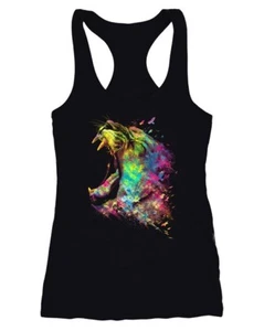 Damen Tanktop Screaming Lion Natur Vögel Farben Bunt Racerback Moonworks® - Bild 1 von 3