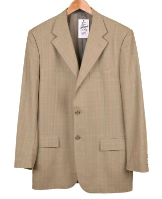 Chaqueta Blazer Abrigo Deportivo Corneliani Hecho en ITALIA Verde Salvia Cuadros Sutiles Lana 44 L Foto 1 de 4
